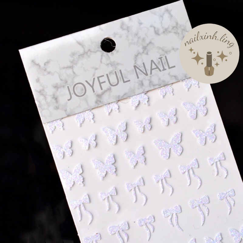 Miếng Dán Trang Trí Móng Tay 3D Kim Tuyến Flash Trái Tim , Hình Dán Móng Tay Gấu , Sticker Nail Ngôi Sao , Nơ