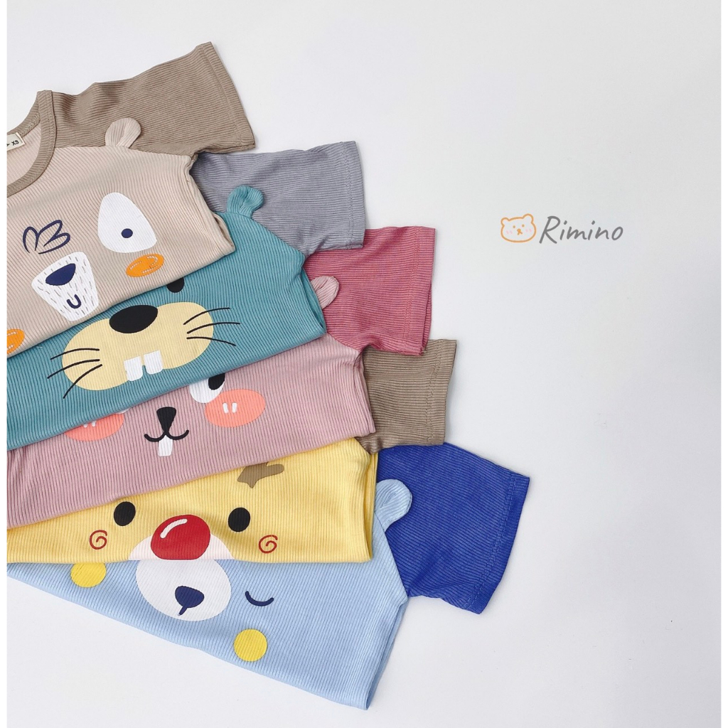 Bộ Cộc Tay Thun Lạnh In Hình Gấu Cho Bé Trai, Bé Gái Size 8-18 kg