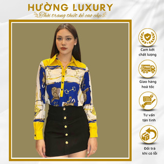 Áo sơ mi lụa cổ đức hường luxury - áo nữ thời trang phong cách sang chảnh đi chơi đi làm