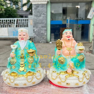 Tượng Thần Tài Thổ Địa đá Chiêu tài 8inch – Xanh