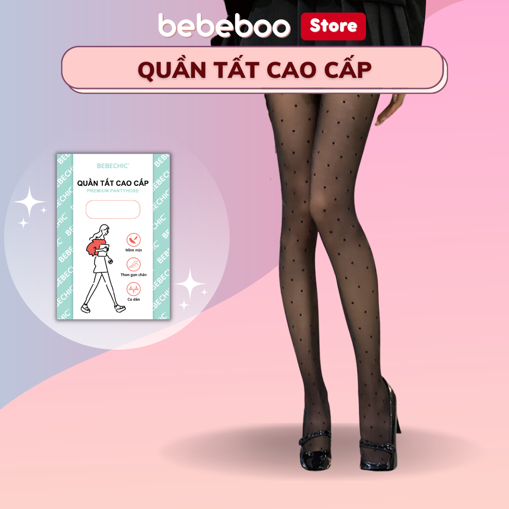 Quần Tất Lưới QT03 BEBECHIC Da Mỏng Mịn Họa Tiết Chấm Bi, Trái Tim
