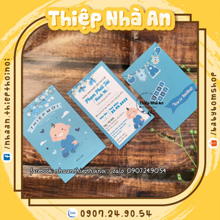 ♥️ Thiệp Sinh Nhật - Thiệp Thôi Nôi - Đầy Tháng  Dành Cho Bé Trai in nội dung hoàn chỉnh 2051H