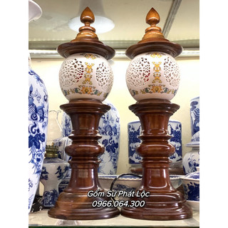 Đèn thờ gỗ bóng sứ cao cấp
