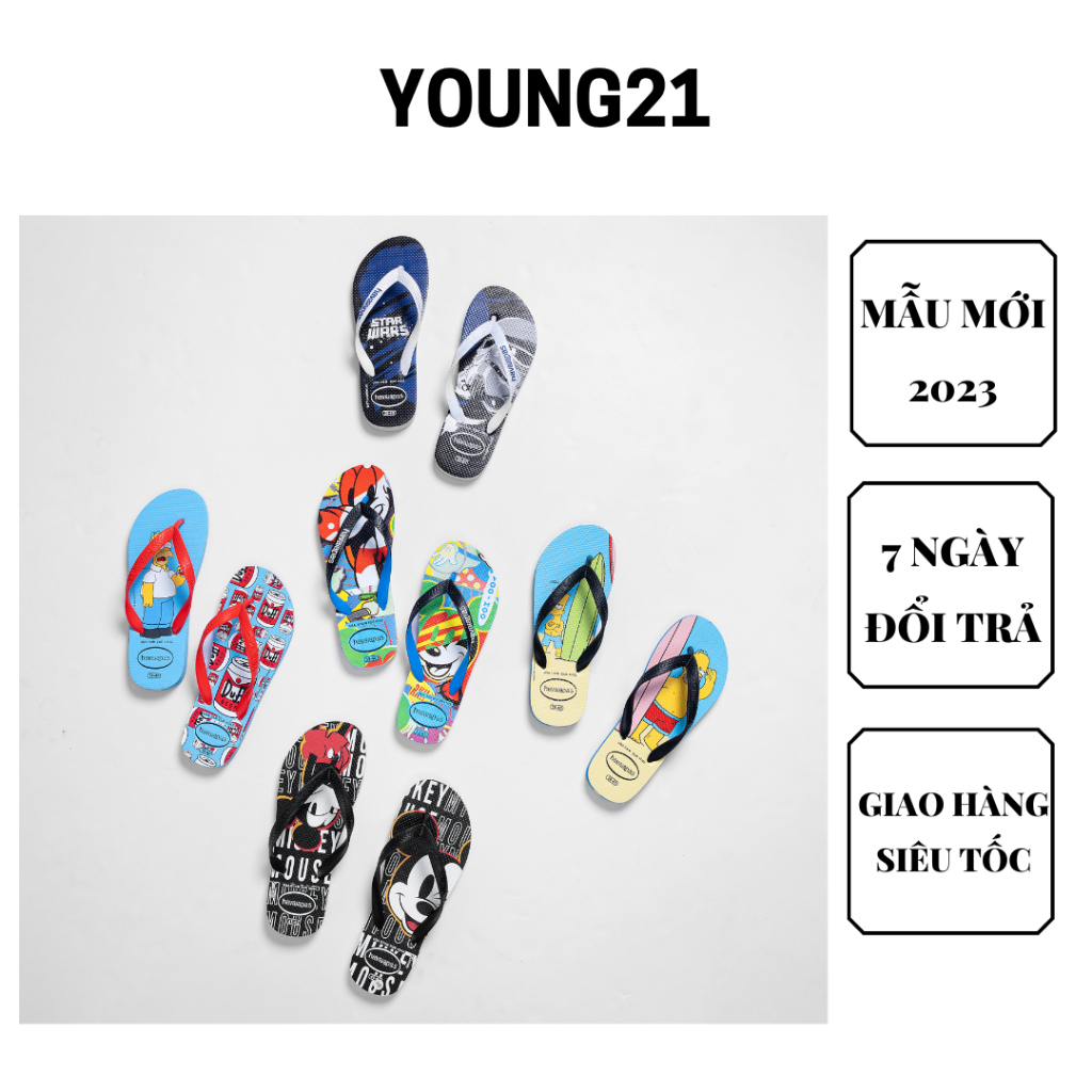 Dép kẹp nam cao su đi biển 2023 H.V bền đẹp full hộp tag YOUNG21