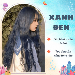 Thuốc nhuộm tóc màu xanh đen, không tẩy - risu hair.