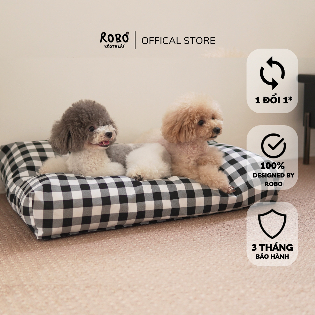 Nệm chó size lớn, chống thấm nước, drap tháo rời - MUFFIN BED 🥧 | ROBO