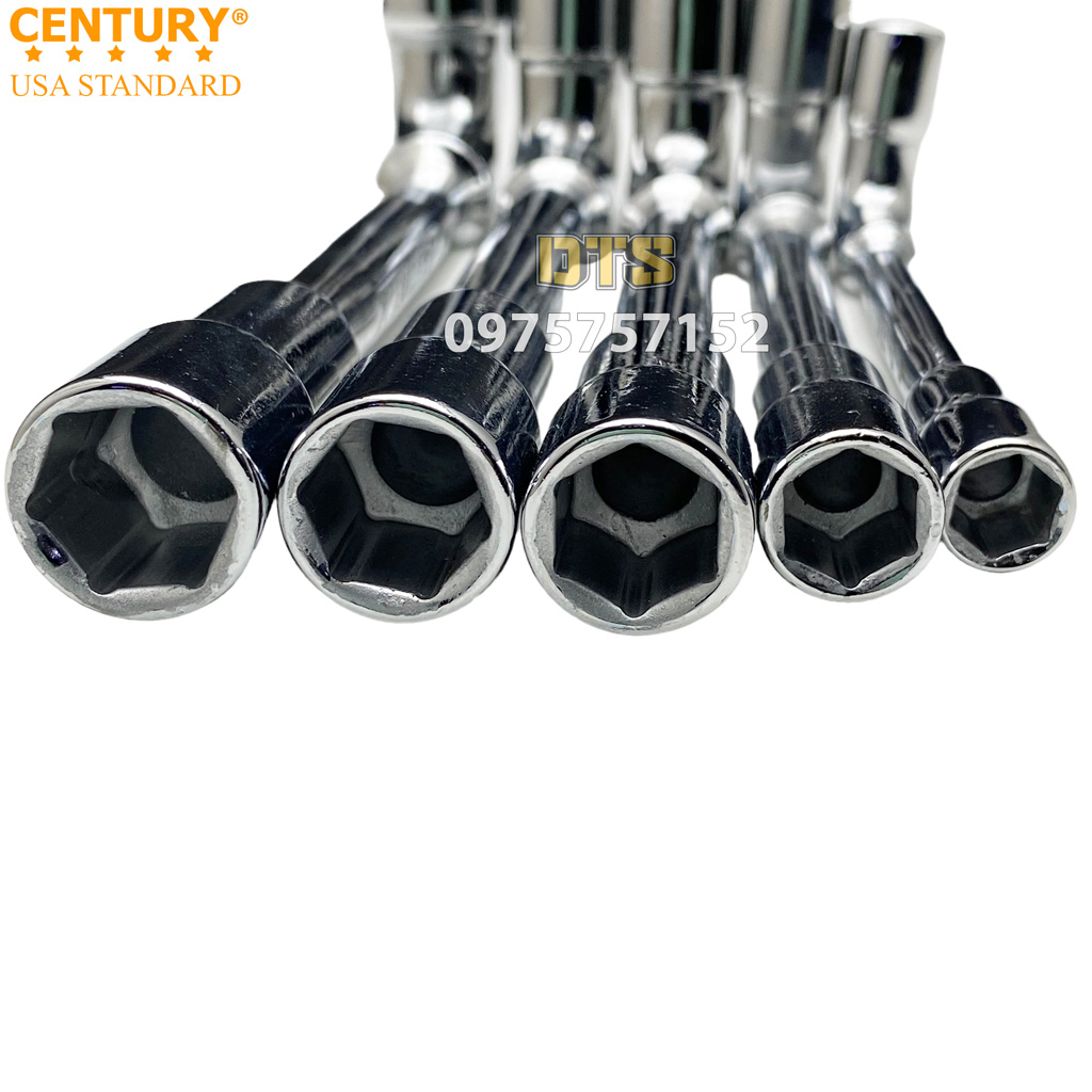 Tuýp điếu lỗ xi bóng 6-17mm hãng CENTURY, bộ cần khoá ống điếu có lỗ chữ L 2 đầu siết lục giác, Cần tuýp 2 đầu