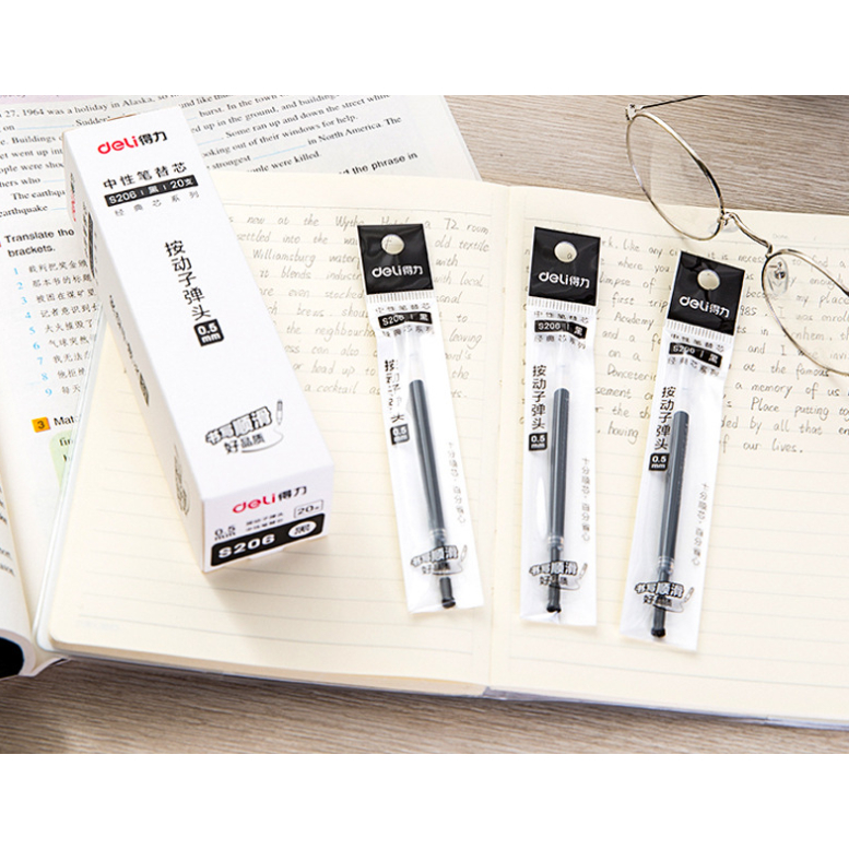 Ruột bút gel DELI S206  ngòi 0,5mm .