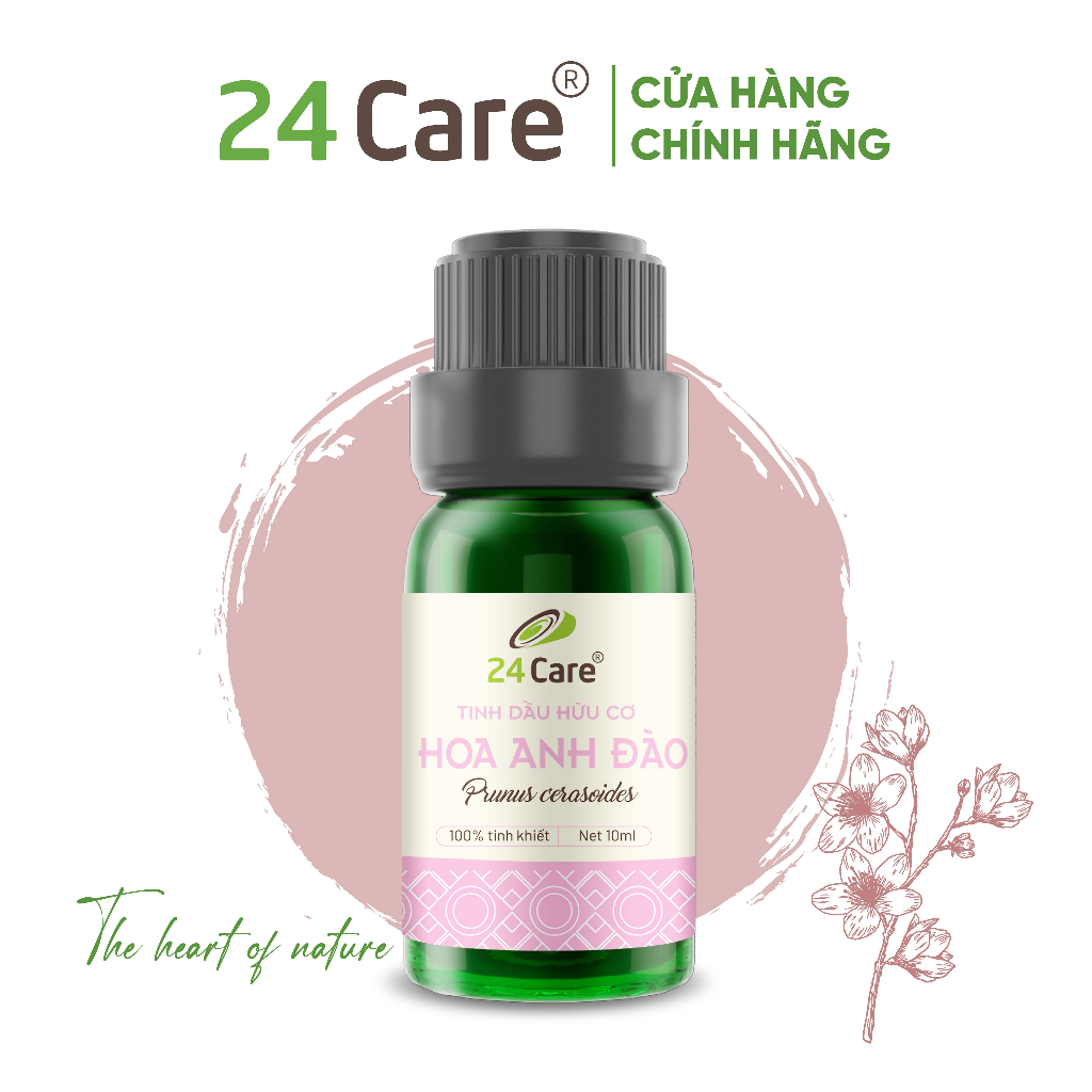 Tinh dầu Hoa Anh Đào 24Care 10ML/100ML - xông phòng thơm, làm đẹp da, giảm bạc tóc, giảm thiểu lão hóa