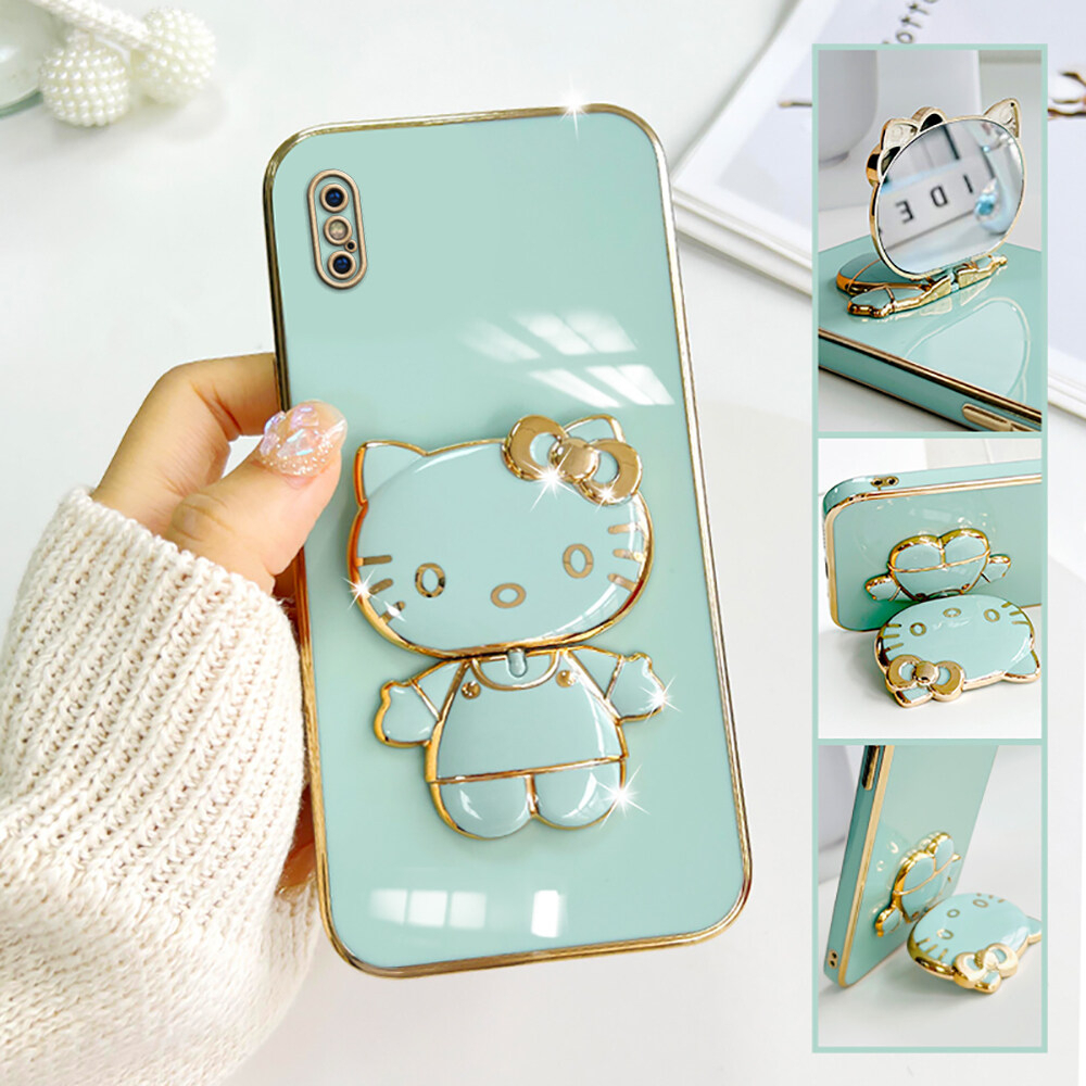 IPHONE XS MAX / ốp lưng kitty gương mẫu mới có kèm giá đỡ đang được yêu thích.ốp mềm dẻo cạnh vuông kute phủ bóng camics