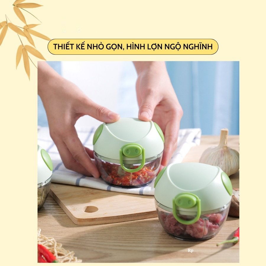 Máy Xay Tỏi Ớt Cầm Tay Mini Chiki House - Hàng Chính Hãng 3 Lưỡi Dao Bằng Thép Không Gỉ Sắc Bén, Nhỏ Gọi, Dễ Vệ Sinh