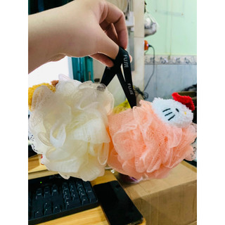 Bông tắm tạo bọt siêu mềm, siêu nhiều bọt hình thú Gấu/Mèo Kitty đáng yêu 2 màu