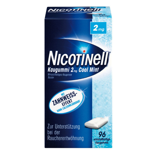 Kẹo cao su cai thuốc lá Nicotinell 2mg Cool Mint, hộp 96 viên của Đức