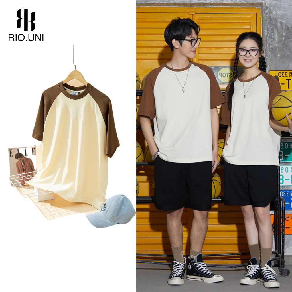 Áo thun Raglan Trơn form rộng vải cotton 2 chiều cao cấp co giãn, dày dặn Local Brand Rio.UNi