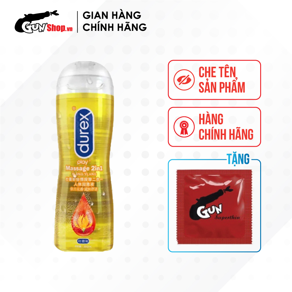 Gel bôi trơn massage hương hoa ngọc lan tây Durex Play Ylang Ylang chai 200ml kèm 1 chiếc BCS Gun Super Thin - 22220