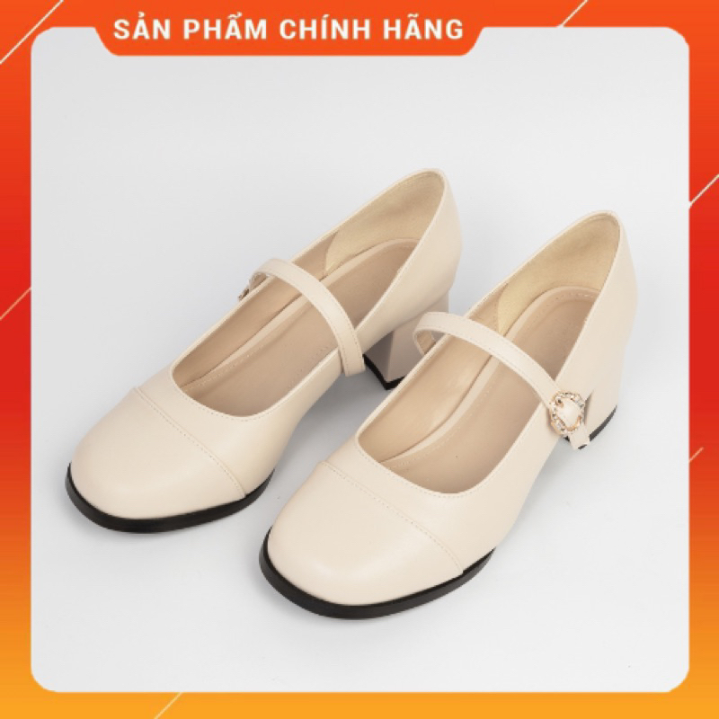 giày nữ vá mũi phối màu mũi tròn cao 5cm HQ shoes
