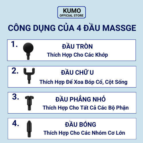 Máy Massage Đấm Lưng KUMO Mát Xa Cổ Vai Gáy 4 Đầu 6 Chế Độ Cao Cấp