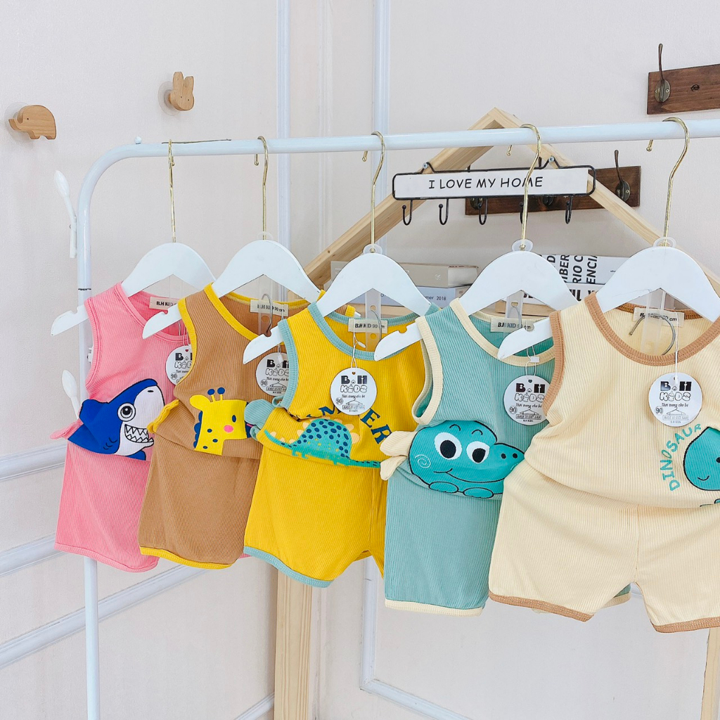 Bộ Ba Lỗ Cho Bé, Bộ Ba Lỗ Tăm Lạnh Vải Mát Tai Eo Cho Bé Trai Bé Gái Từ 8 - 18kg