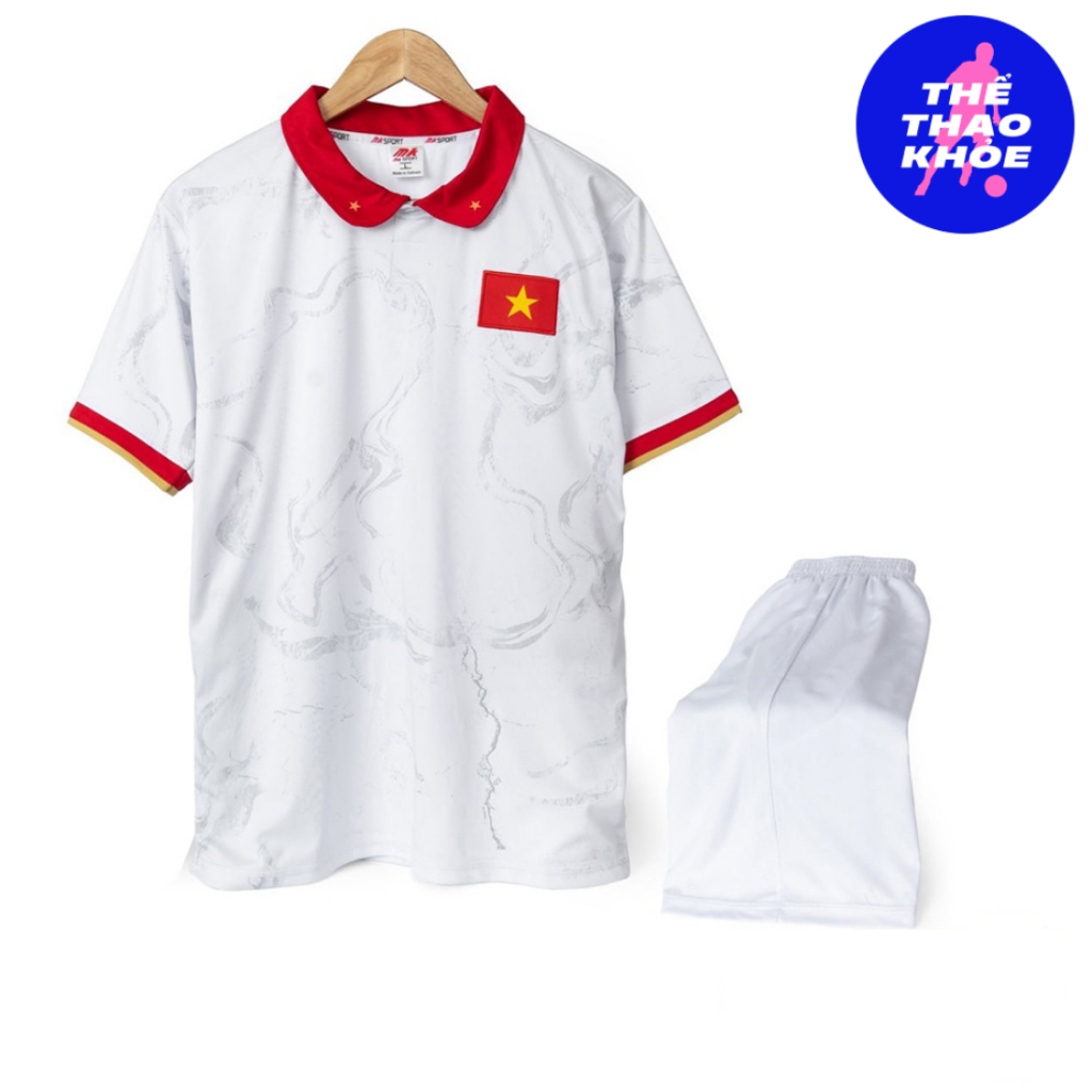 Quần Áo Bóng Đá Đội Tuyển Việt Nam Trắng 2023 - Đồ Đá Banh Thun Lạnh Cao Cấp, Không Nhăn, Không Xù Lông - Đầy Đủ Size