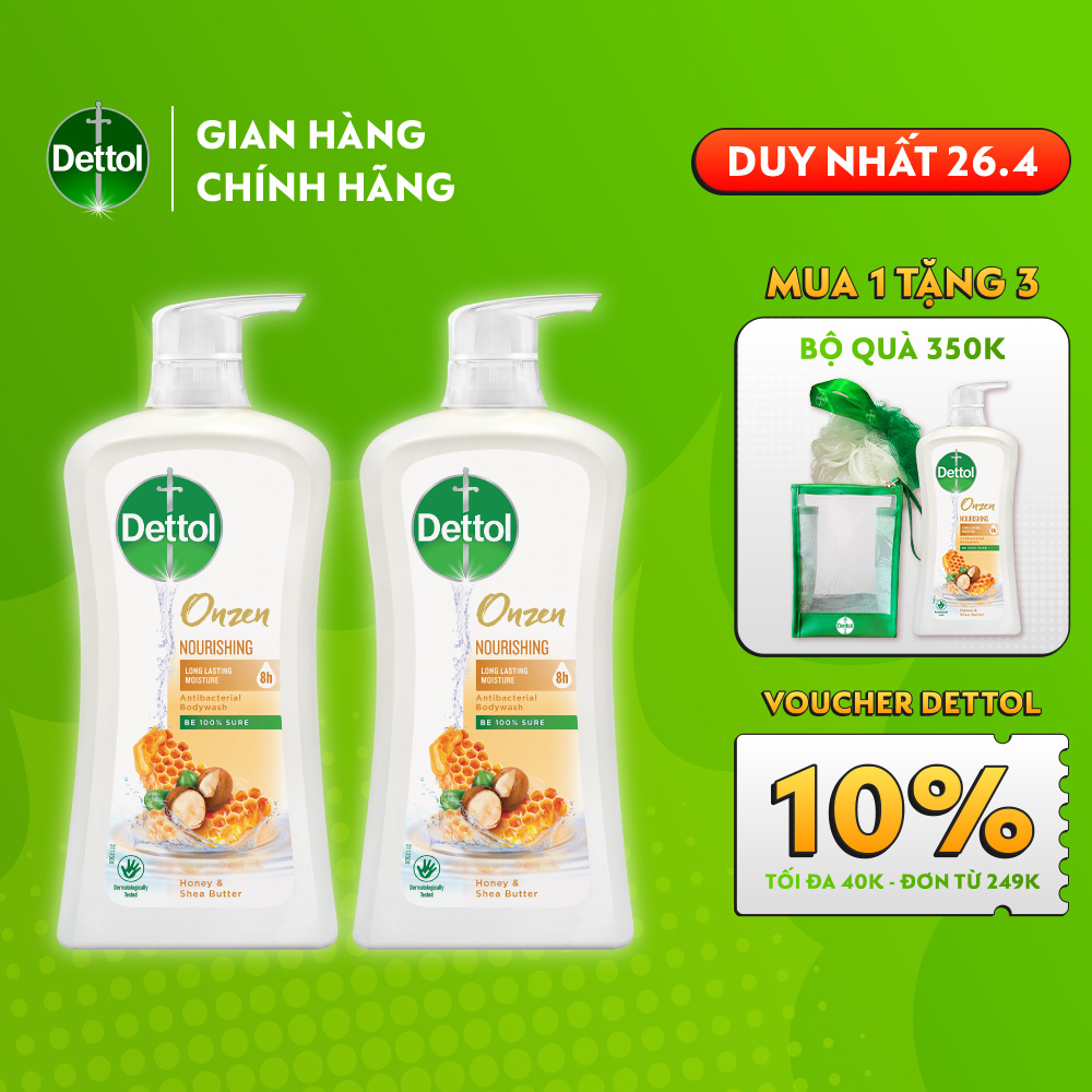 Bộ 2 sữa tắm kháng khuẩn dưỡng da Dettol 950g/Chai