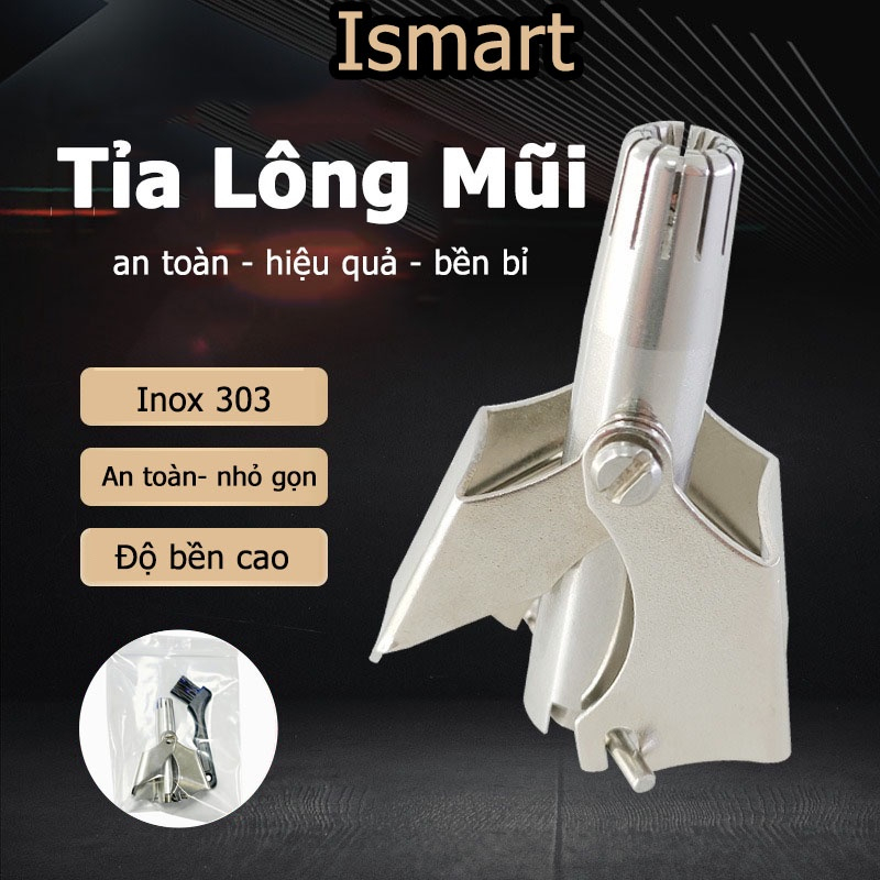 Dụng cụ tỉa lông mũi cơ học - an toàn, tiện lợi chất liệu inox 303 độ bền cao kèm hộp sắt cực sịn