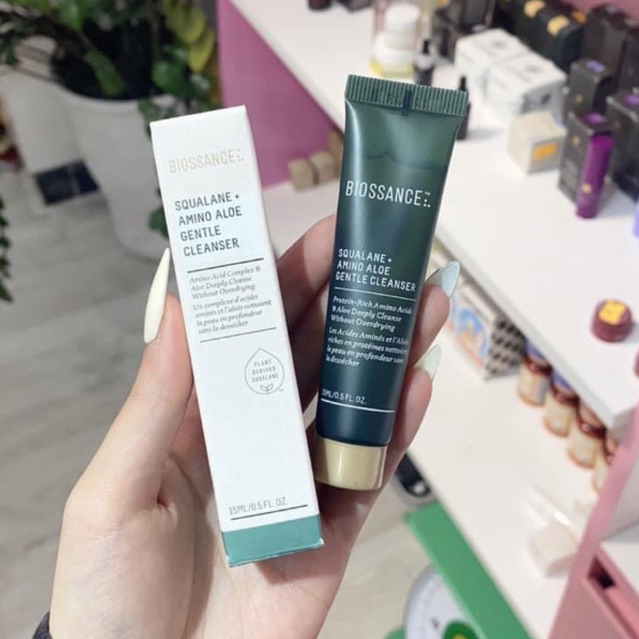Sữa rửa mặt Biossance Squalane + Amino Aloe Gentle Pore-Minimizing Cleanser 15ml fullbox