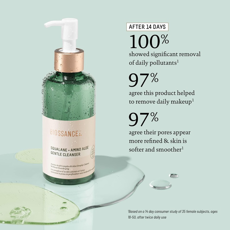 Sữa rửa mặt Biossance Squalane + Amino Aloe Gentle Pore-Minimizing Cleanser 15ml fullbox
