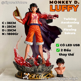 (Có sẵn) Mô hình tứ hoàng Luffy dáng đứng cao 36CM có LED USB - Luffy Tân thế giới sakura haki - One piece luffy figure