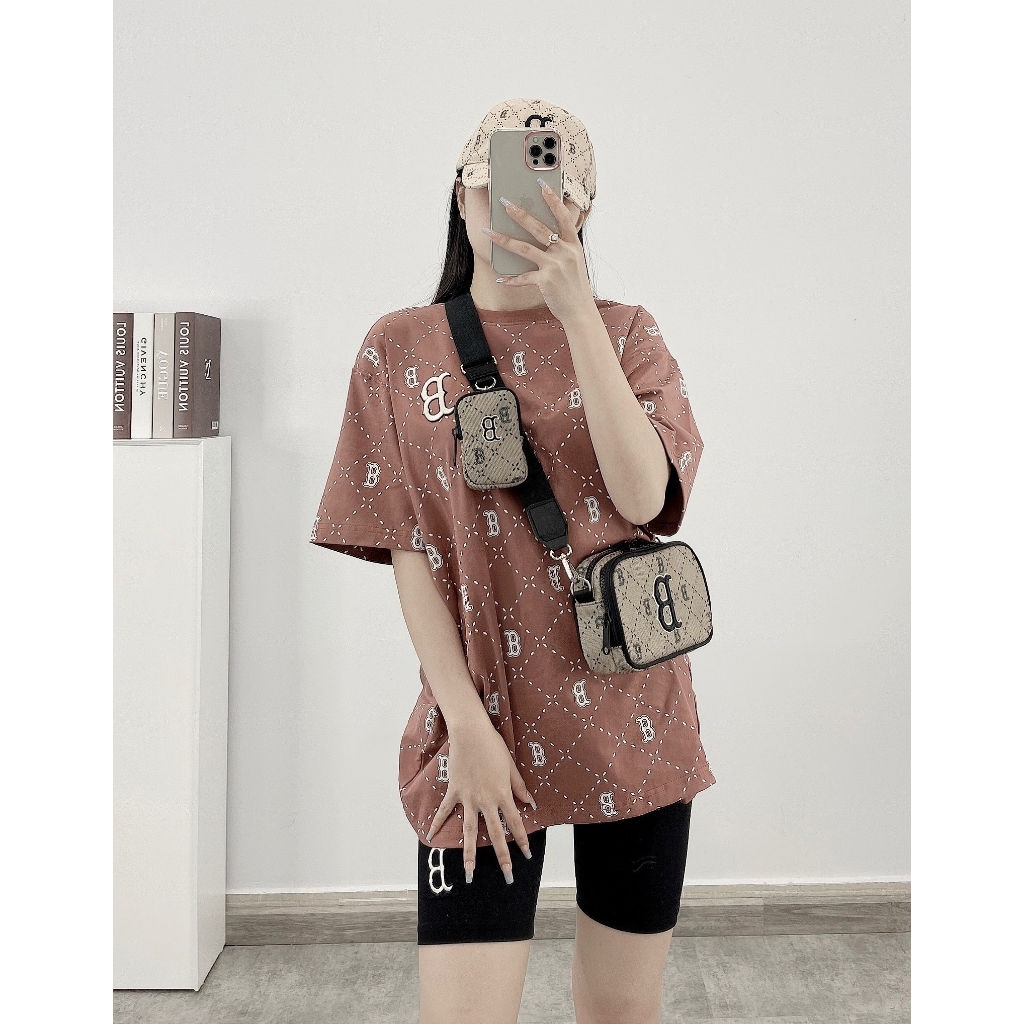 Túi đeo chéo MLB monogram mini crossbodybag NewYork màu đen hàng xuất dư cao cấp cho nam nữ thời trang Hàn Quốc