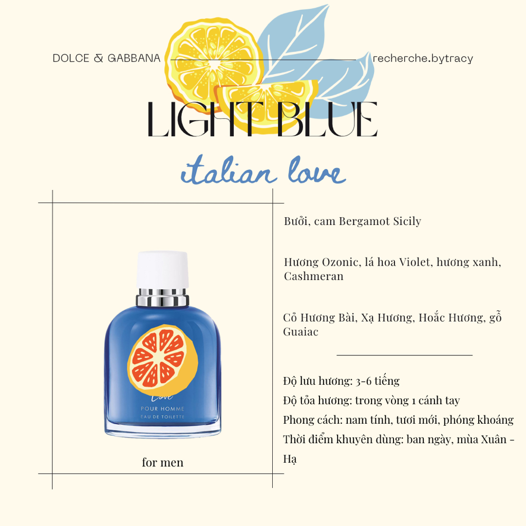 Chiết D&G Light Blue Italian Love cho Nam