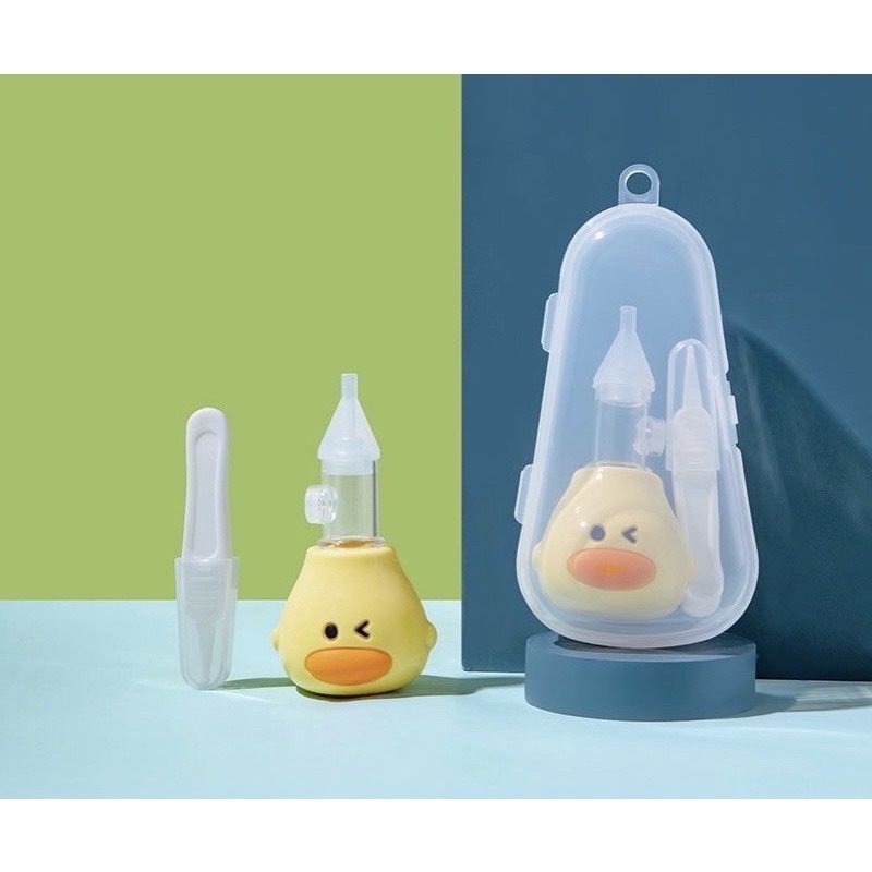 Dụng Cụ Hút Mũi Silicon Hình Gấu, Vịt Cao Cấp, Kèm Nhíp Gắp Rỉ Mũi An Toàn Cho Bé