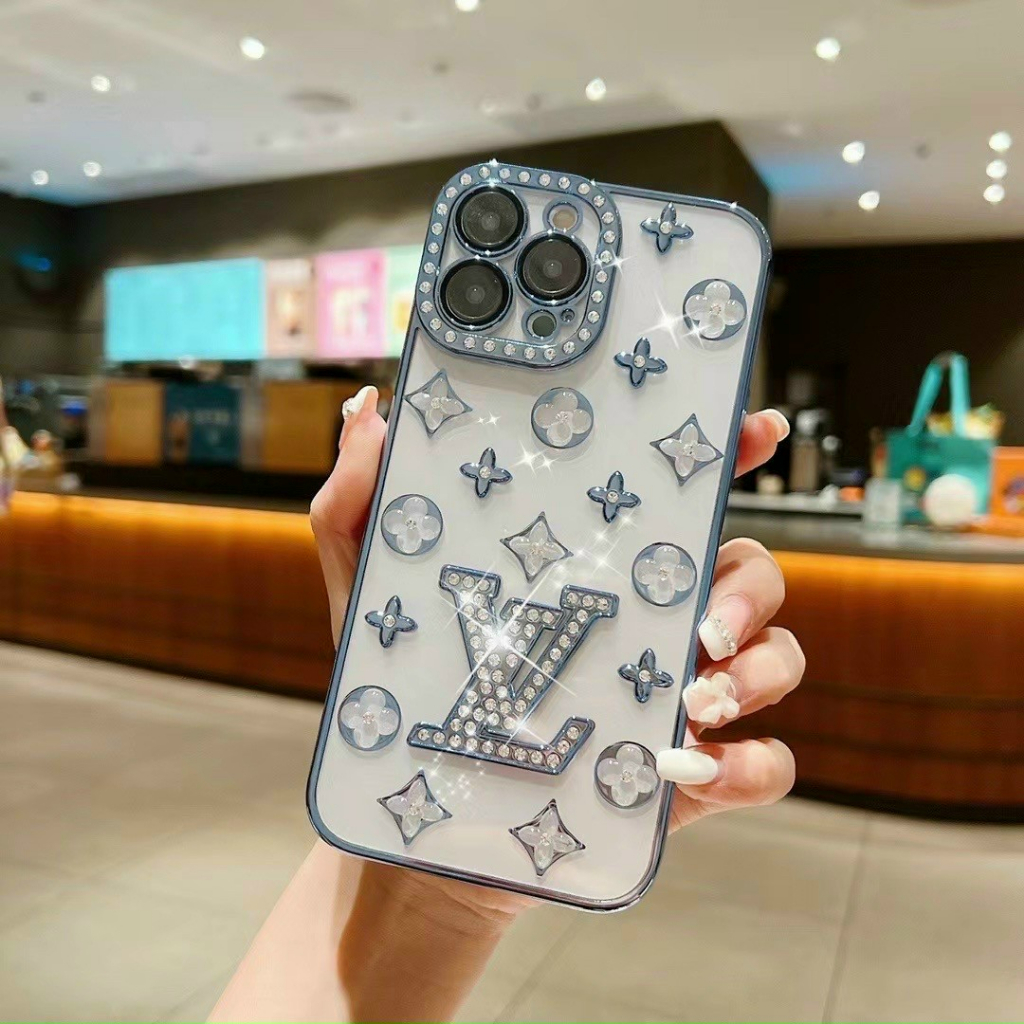 Ốp lưng họa tiết LV đính đá cho iPhone 11,11 Pro max,12,12 Pro,12 Pro max bảo vệ camera