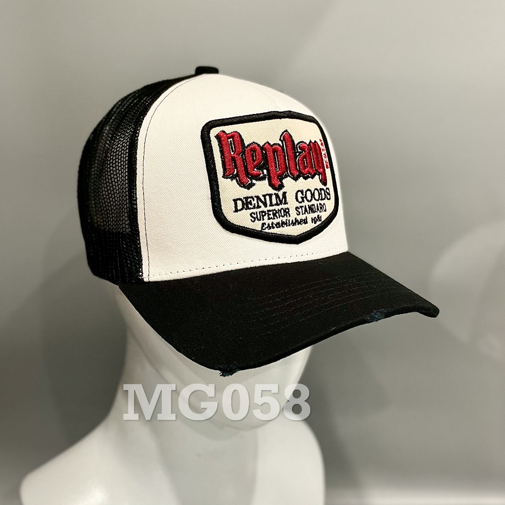 Nón kết Mũ lưỡi trai lưới Mesh Cap Replay nam nữ thoáng khí màu đen trắng MG058