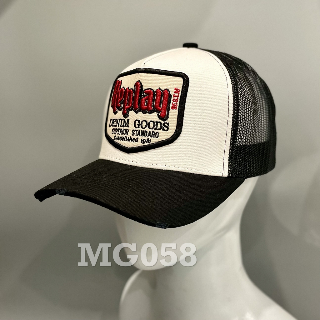 Nón kết Mũ lưỡi trai lưới Mesh Cap Replay nam nữ thoáng khí màu đen trắng MG058