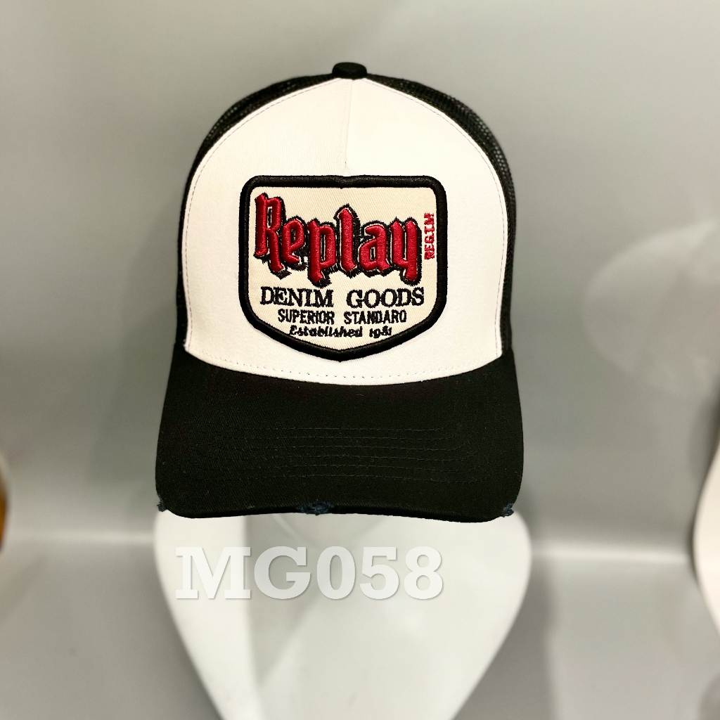 Nón kết Mũ lưỡi trai lưới Mesh Cap Replay nam nữ thoáng khí màu đen trắng MG058