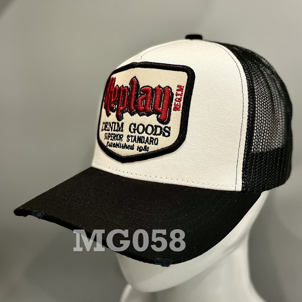 Nón kết Mũ lưỡi trai lưới Mesh Cap Replay nam nữ thoáng khí màu đen trắng MG058