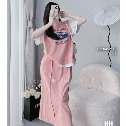 Sét áo chứ kèm chân váy phối TH711
