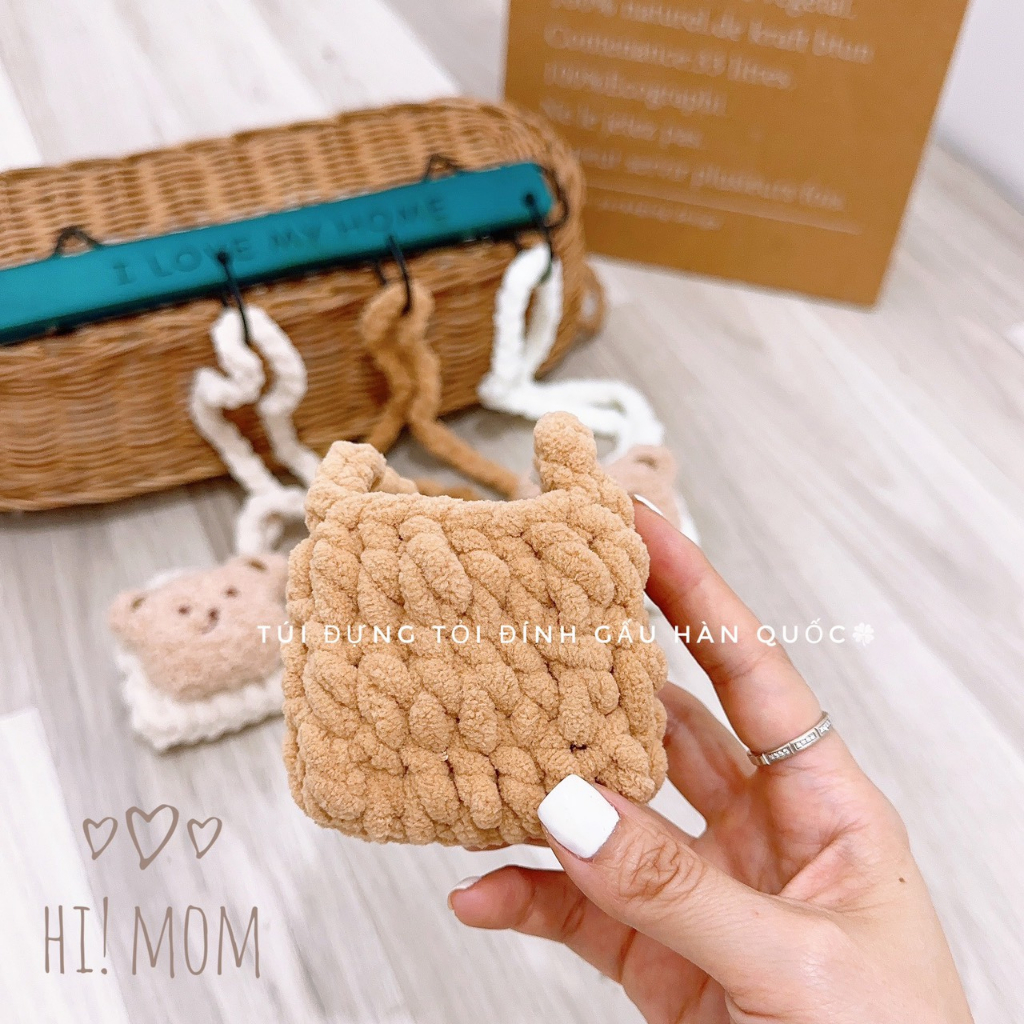 Túi đựng tỏi có gắn gấu xù phong cách Hàn cho bé yêu