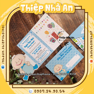 (Combo 250 bộ)  Thiệp Mời  Sinh Nhật -Thôi Nôi - Đầy Tháng Dành Cho Bé Trai A1801E