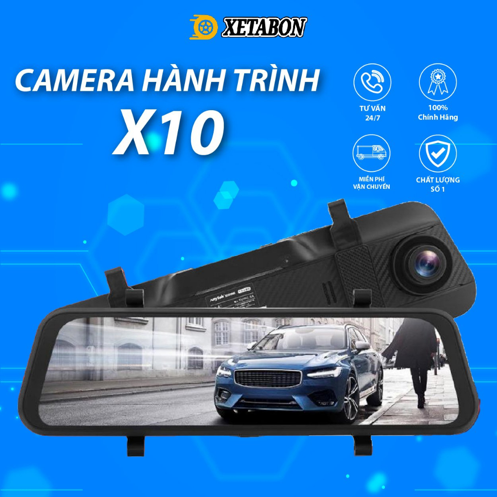Camera hành trình ô tô X10 XETABON, Full HD 1080p ghi hình trước sau có kết nối điện thoại 1 đổi 1 trong 12 tháng