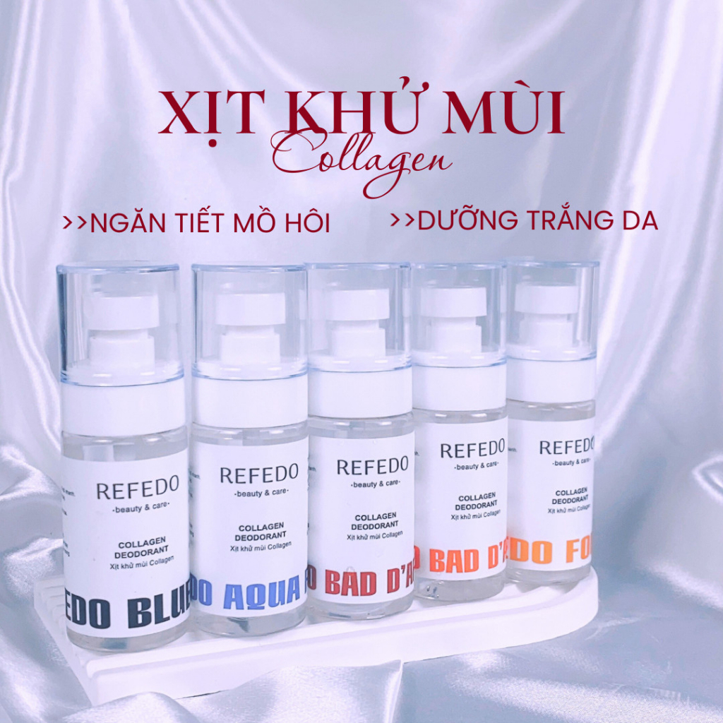 Xịt khử mùi dưỡng da collagen 3in 1 hương nước hoa Refedo sịt thơm body mist toàn thân nam nữ khử mùi hôi nách body miss