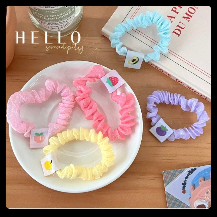 Dây cột tóc kiêm vòng tay xinh hình quả óng ánh đẹp phụ kiện màu trơn giá rẻ đi chơi chụp ảnh cho nữ