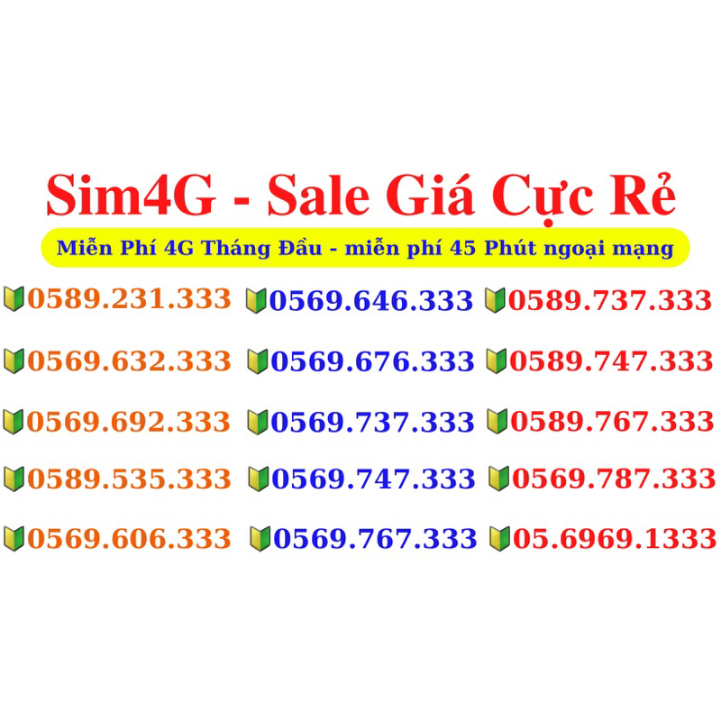 Sim Số Đẹp 4G Tam Hoa Giá Rẻ - 8GB Tốc Độ Cao - Miễn Phí 45 Phút Gọi Ngoại Mạng - 240gb/Tháng