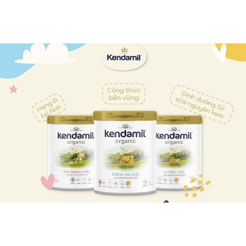 Sữa nguyên kem/organic Kendamil 800gr Anh Quốc