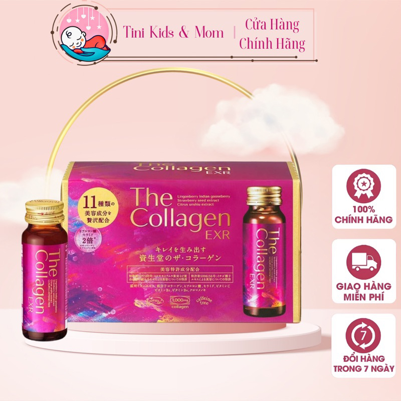 Nước uống Collagen The Collagen EXR Shiseido hộp 10 chai x 50ml Nhật Bản date 3/24