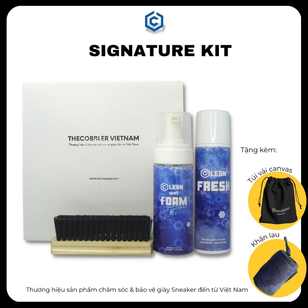 Bộ combo Vệ Sinh & Khửi mùi Giày Dép Sneaker Thecobbler Kèm Bàn Chải Và Khăn Cao Cấp* Tặng kèm túi vải Canva