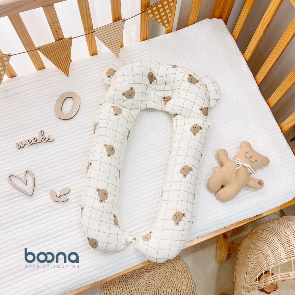 Gối Chữ U Boona Vải Xô Muslin Cao Cấp Thoáng Khí, Thấm Hút Siêu Tốt