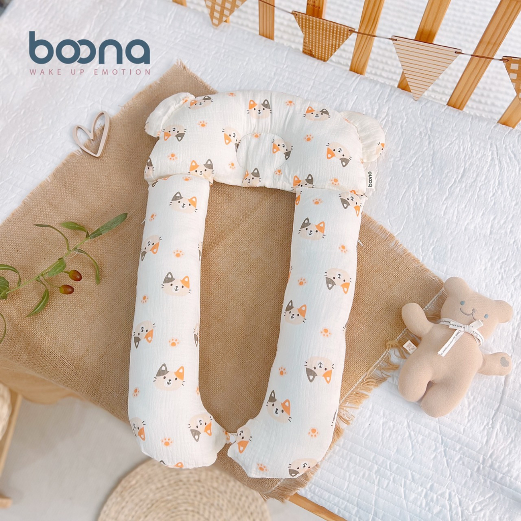 Gối Chữ U Boona Vải Xô Muslin Cao Cấp Thoáng Khí, Thấm Hút Siêu Tốt