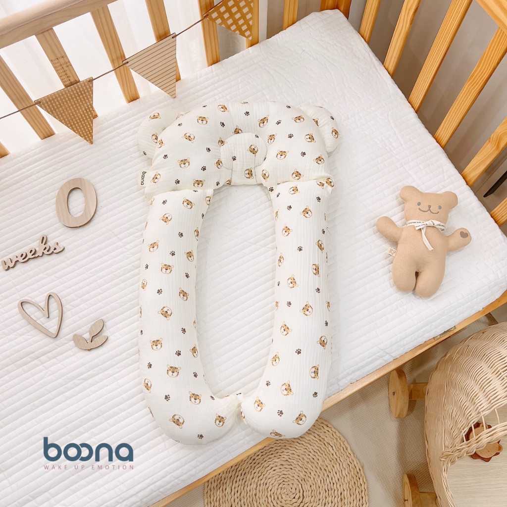 Gối Chữ U Boona Vải Xô Muslin Cao Cấp Thoáng Khí, Thấm Hút Siêu Tốt