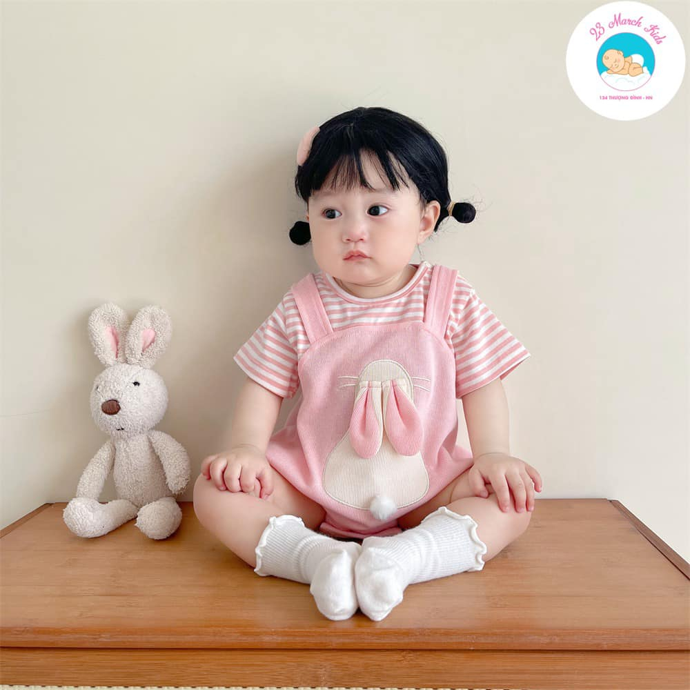 Body thỏ kẻ hồng siêu xinh cho bé gái hàng QC